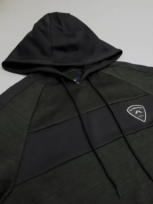 Men Melange Slim Fit Hooded sweatshirt with TECHNO GUARD - Image 7