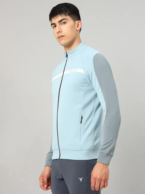 Men Colorblock Slim Fit Mock Neck Jacket with TECHNO GUARD - Image 3