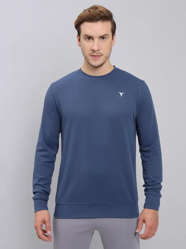 Men Solid Slim Fit Crew Neck T-shirt with ELASTO PLUS