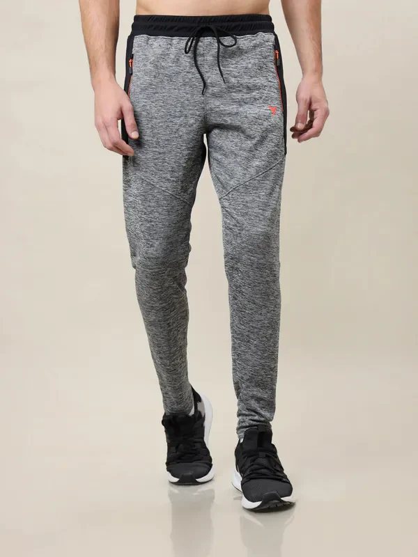 Men Melange Slim Fit Trackpants with TECHNO DRY