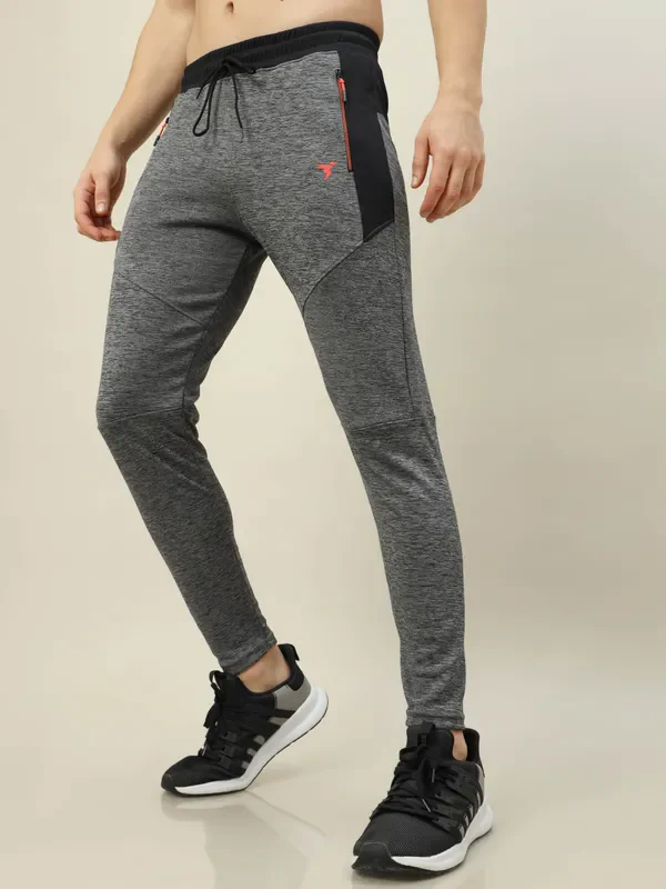 Men Melange Slim Fit Trackpants with TECHNO DRY