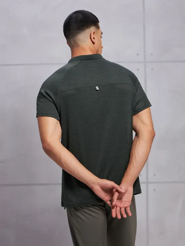 Men Melange Slim Fit Polo T-shirt with DOUBLE COOL - Image 3