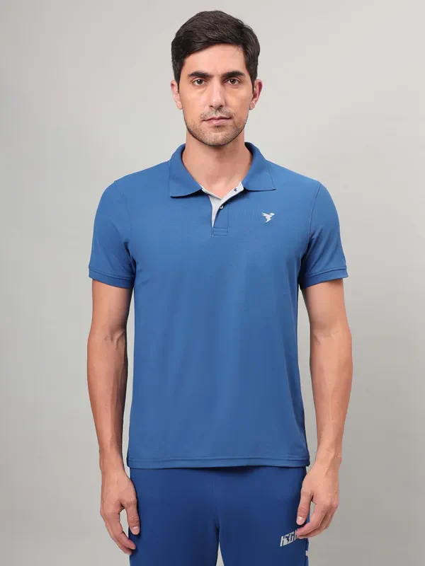 Men Solid Slim Fit Polo T-shirt with MATPIQ - Image 2