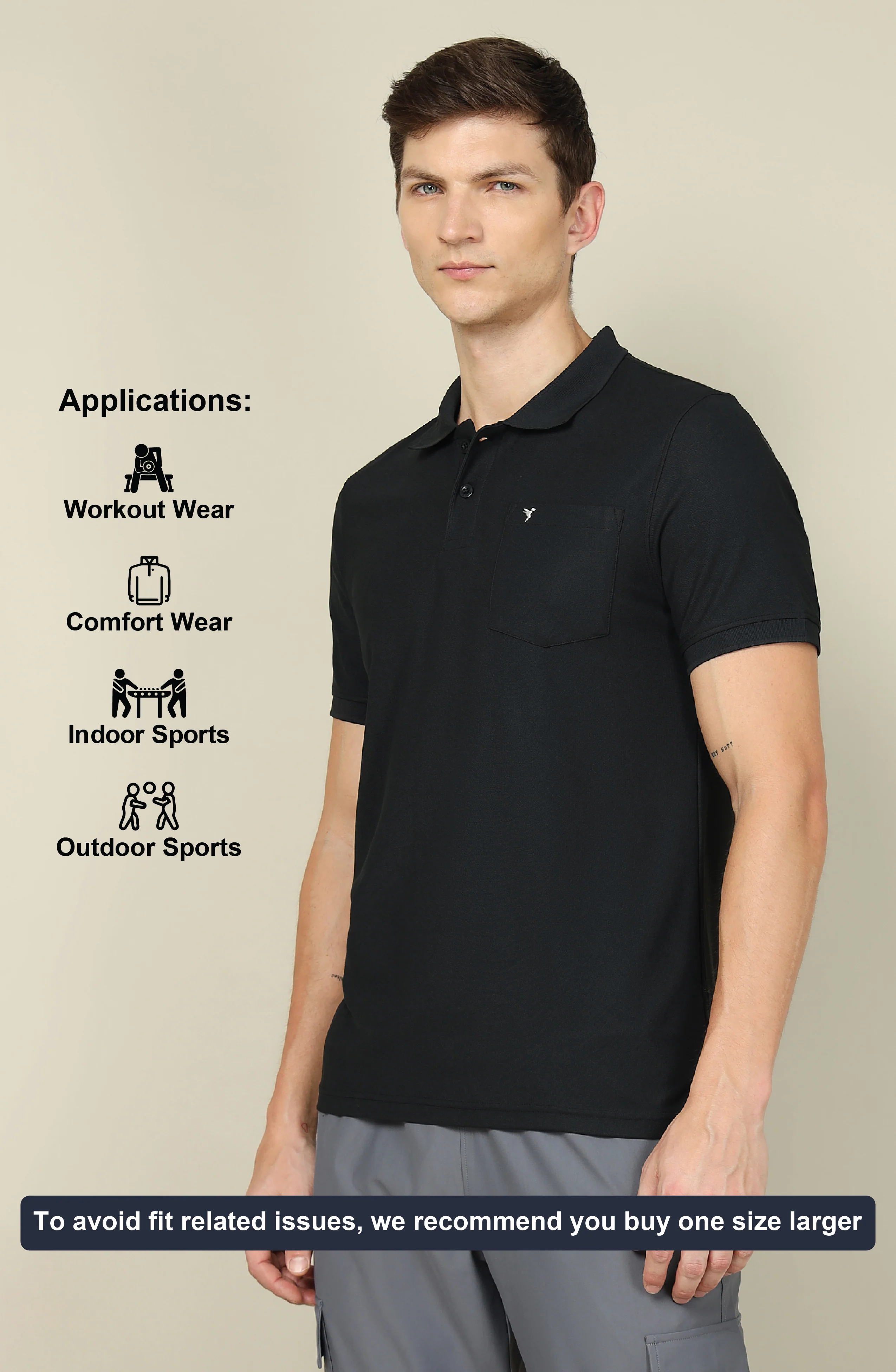 Men Solid Slim Fit Polo T-shirt with MATPIQ - Image 4