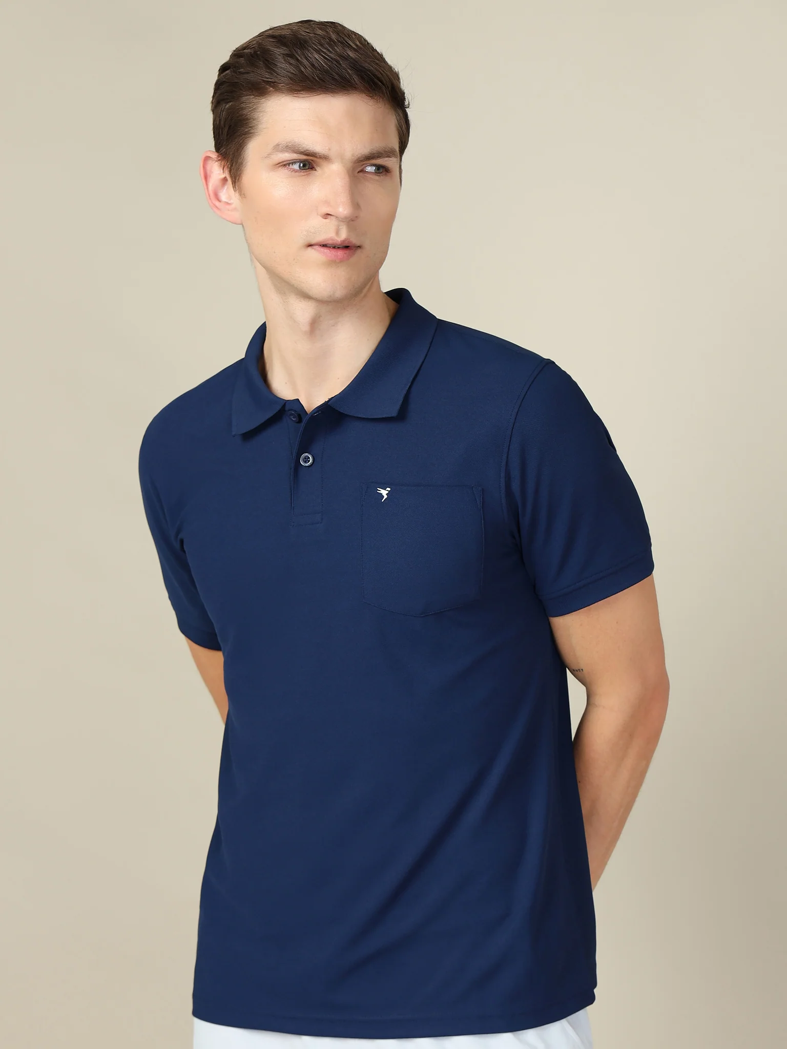 Men Solid Slim Fit Polo T-shirt with MATPIQ - Image 2