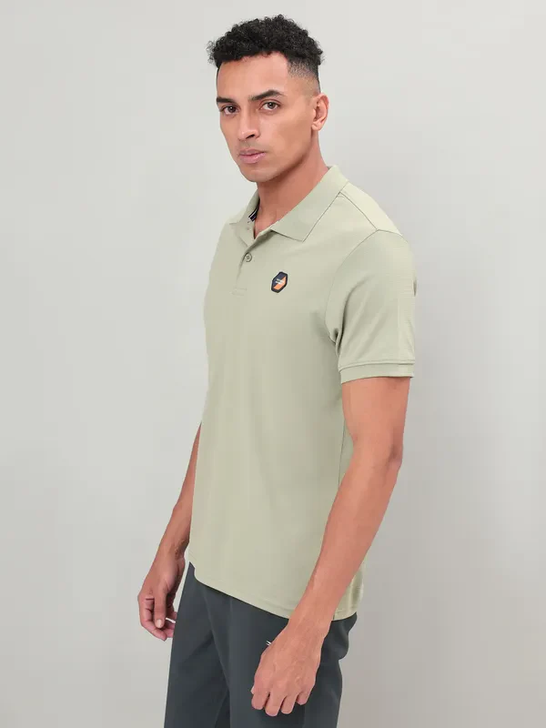 Men Self Design Slim Fit Polo T-shirt with MATPIQ - Image 3