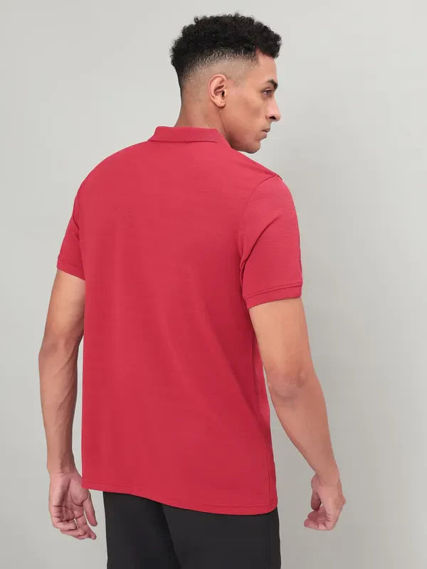 Men Self Design Slim Fit Polo T-shirt with MATPIQ - Image 3