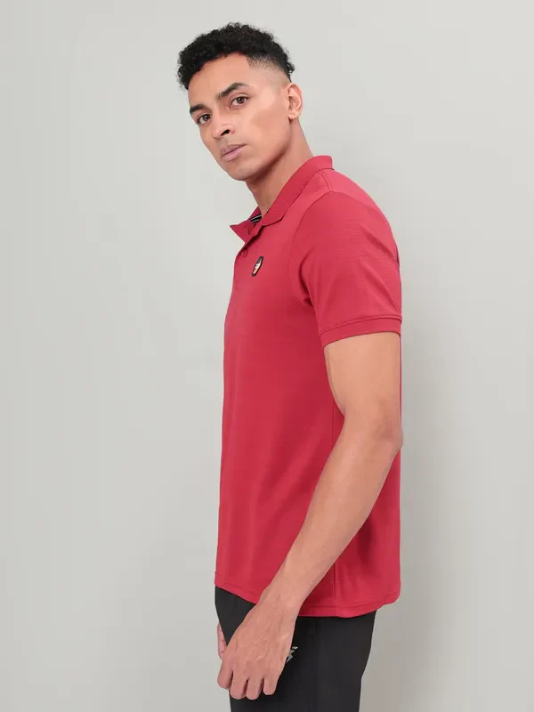 Men Self Design Slim Fit Polo T-shirt with MATPIQ - Image 4