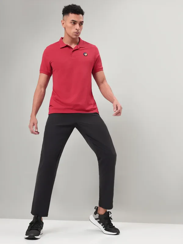 Men Self Design Slim Fit Polo T-shirt with MATPIQ - Image 5