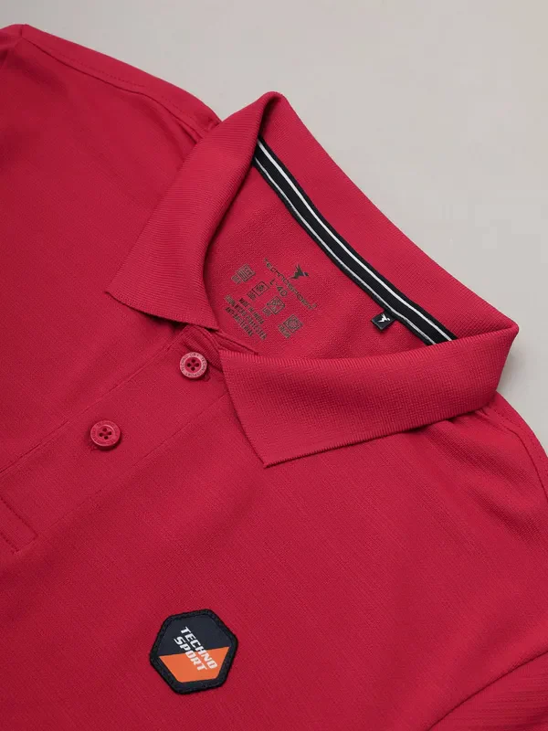 Men Self Design Slim Fit Polo T-shirt with MATPIQ - Image 7