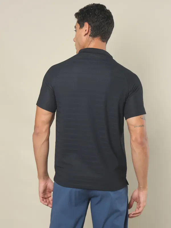 Men Self Design Regular Fit Polo T-shirt with MATPIQ - Image 3