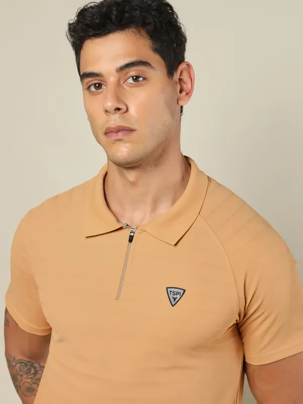 Men Self Design Regular Fit Polo T-shirt with MATPIQ - Image 6