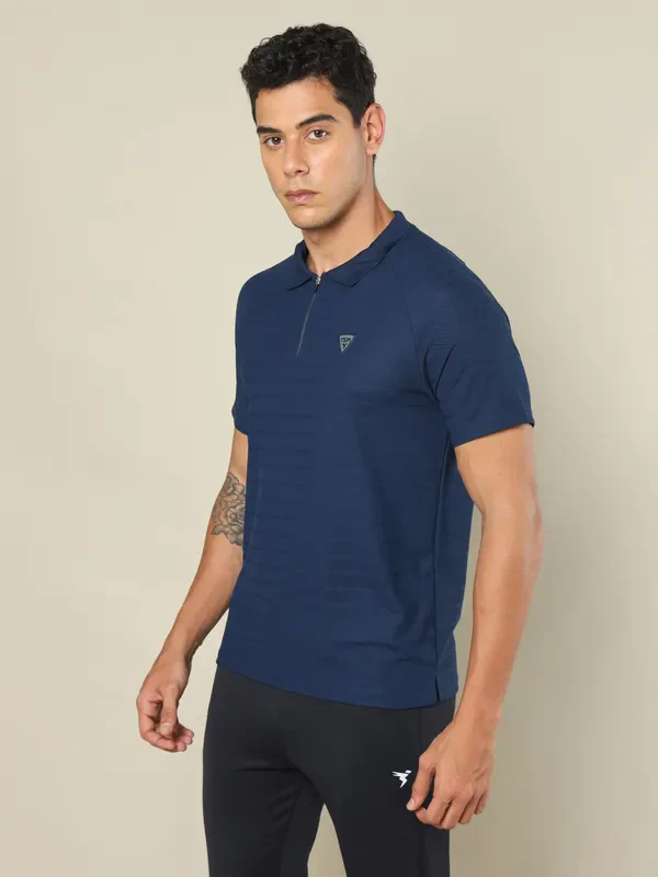 Men Self Design Regular Fit Polo T-shirt with MATPIQ - Image 5