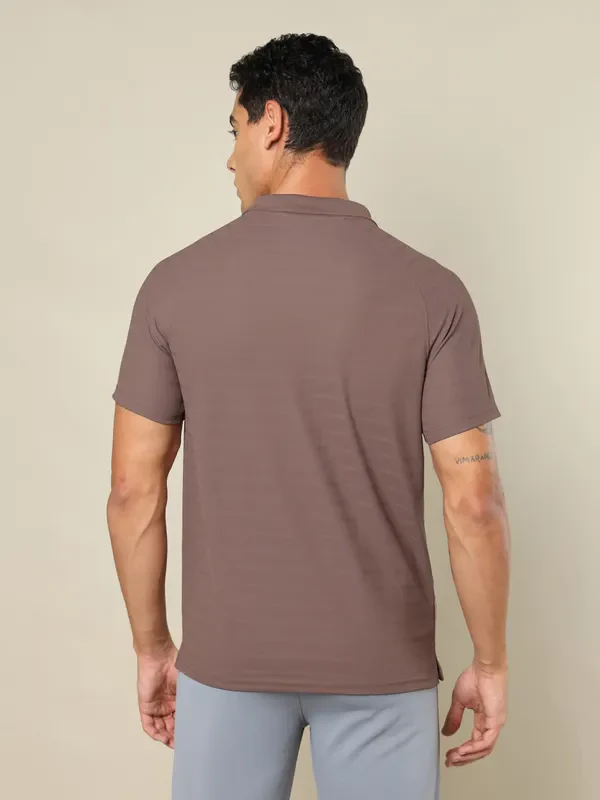 Men Self Design Regular Fit Polo T-shirt with MATPIQ - Image 3
