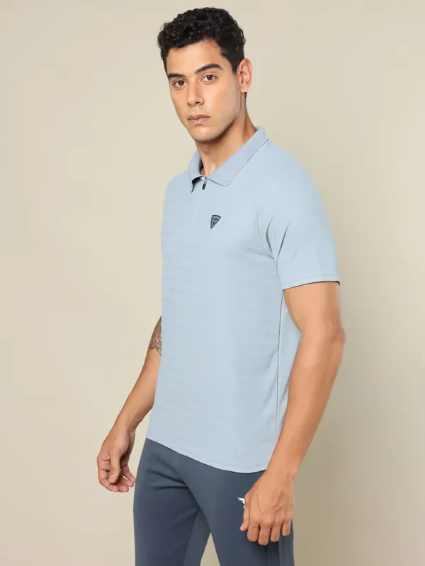 Men Self Design Regular Fit Polo T-shirt with MATPIQ - Image 5