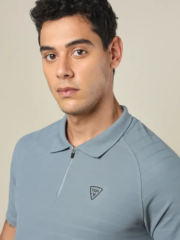 Men Self Design Regular Fit Polo T-shirt with MATPIQ - Image 6