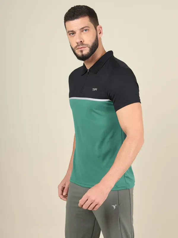 Men Colorblock Slim Fit Polo T-shirt with TECHNO COOL+ - Image 3