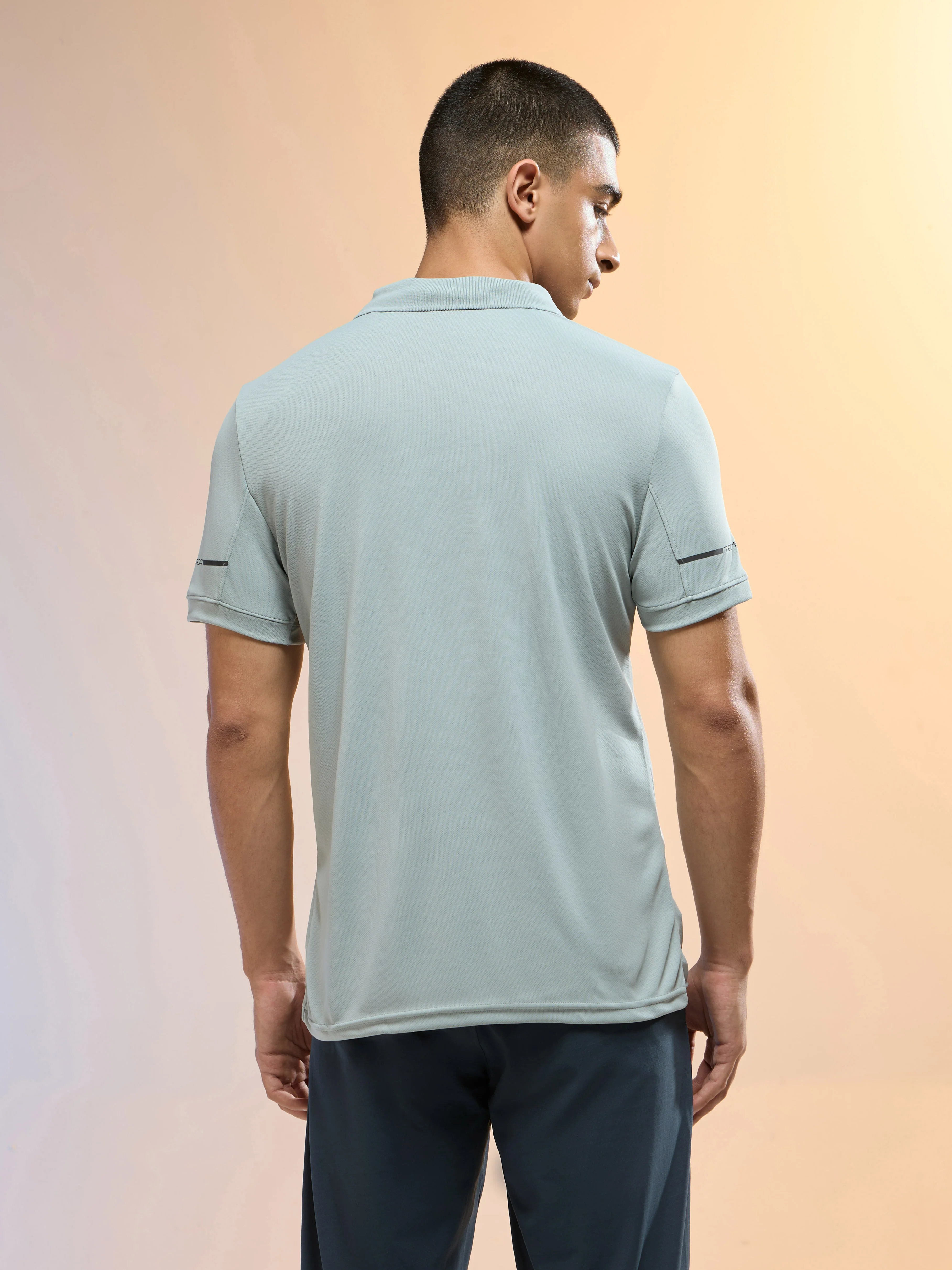 Men Solid Slim Fit Polo T-shirt with TECHNO COOL+ - Image 3