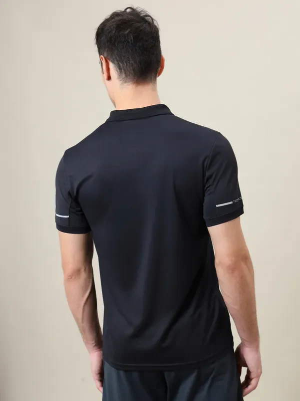 Men Solid Slim Fit Polo T-shirt with TECHNO COOL+ - Image 3