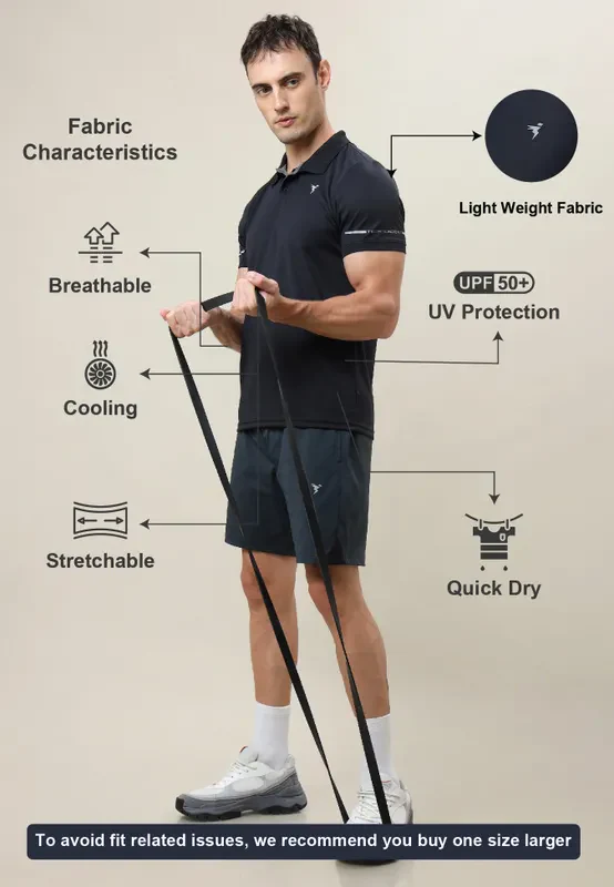 Men Solid Slim Fit Polo T-shirt with TECHNO COOL+ - Image 4