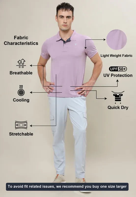 Men Solid Slim Fit Polo T-shirt with TECHNO COOL+ - Image 3