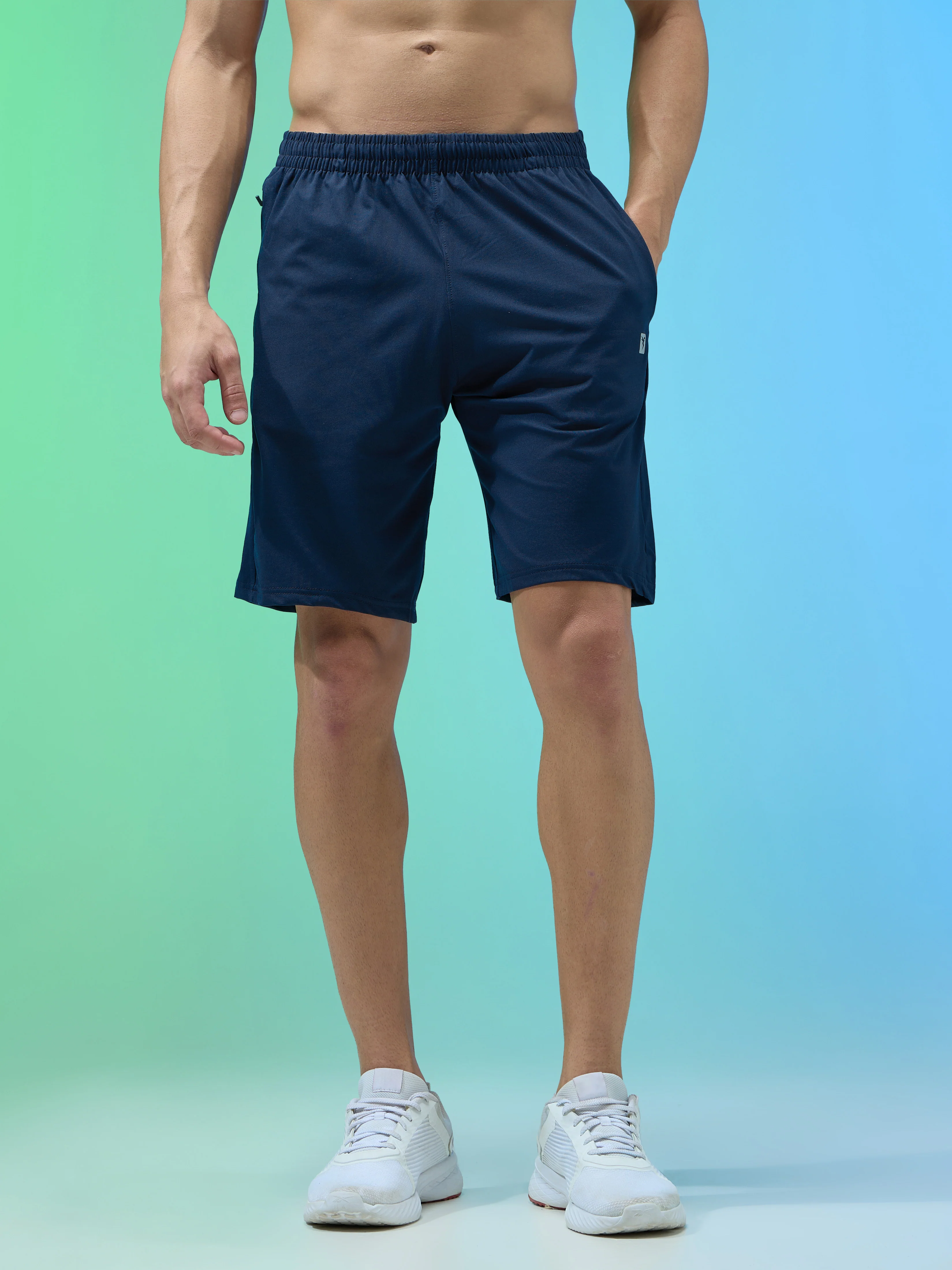 Men Melange Slim Fit Shorts with TECHNOLITE - Image 2