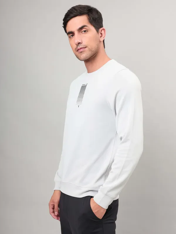 Men Printed Slim Fit Crew Neck Sweatshirt with ELASTO PLUS - Image 4