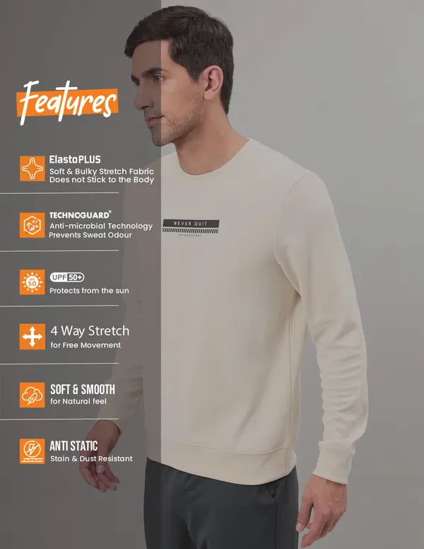 Men Printed Slim Fit Crew Neck Sweatshirt with ELASTO PLUS - Image 5