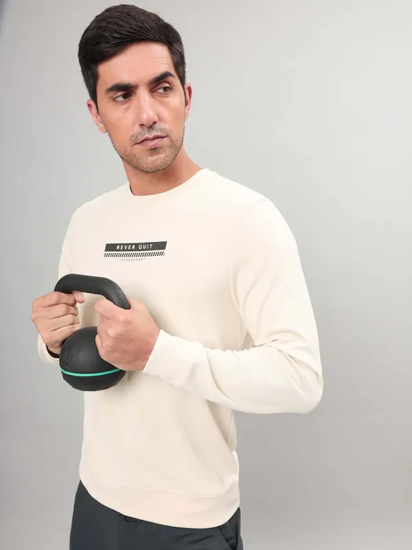 Men Printed Slim Fit Crew Neck Sweatshirt with ELASTO PLUS - Image 7