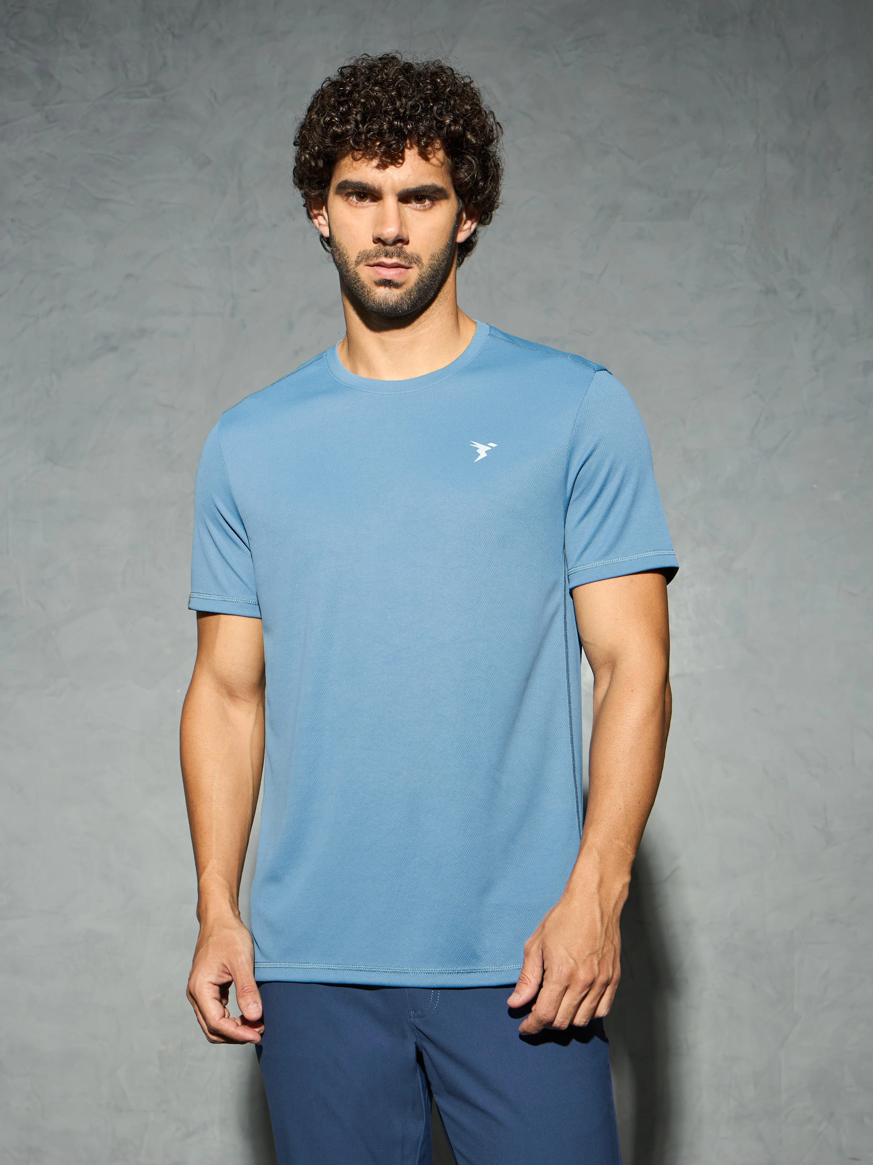 Men Solid Slim Fit Crew Neck T-shirt with TECHNO COOL+ - Image 2