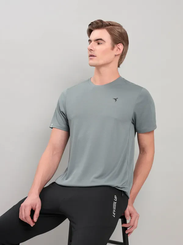 Men Solid Slim Fit Crew Neck T-shirt with TECHNO COOL+ - Image 6