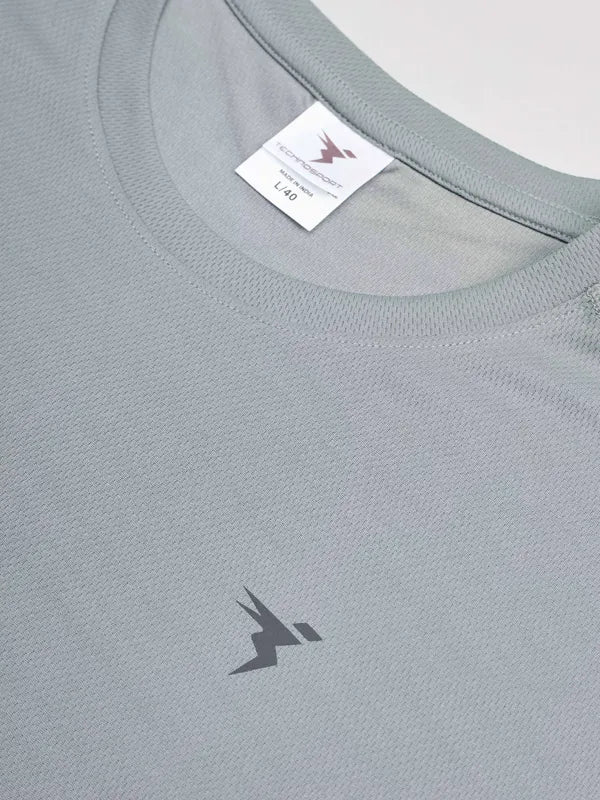 Men Solid Slim Fit Crew Neck T-shirt with TECHNO COOL+ - Image 8