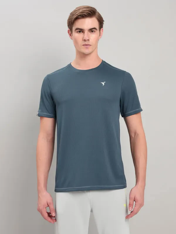 Men Solid Slim Fit Crew Neck T-shirt with TECHNO COOL+ - Image 6