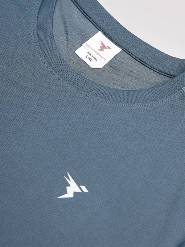 Men Solid Slim Fit Crew Neck T-shirt with TECHNO COOL+ - Image 8