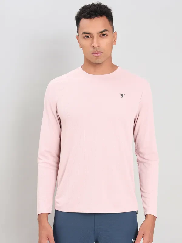 Men Solid Slim Fit Crew Neck T-shirt with TECHNO COOL+ - Image 2