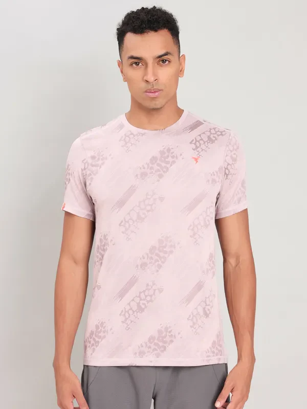 Men Jacquard Slim Fit Crew Neck T-shirt with DOUBLE COOL - Image 2