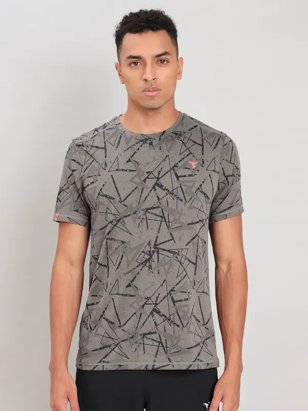Men Jacquard Slim Fit Crew Neck T-shirt with DOUBLE COOL - Image 2