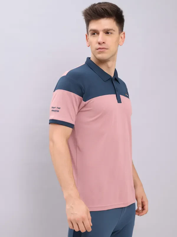 Men Colorblock Slim Fit Polo T-shirt with TECHNO DRY - Image 3