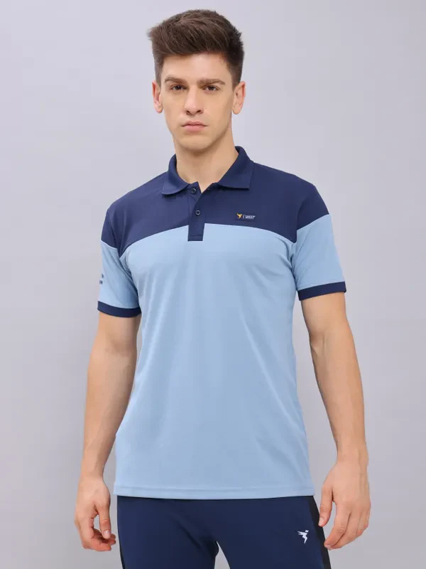 Men Colorblock Slim Fit Polo T-shirt with TECHNO DRY - Image 2