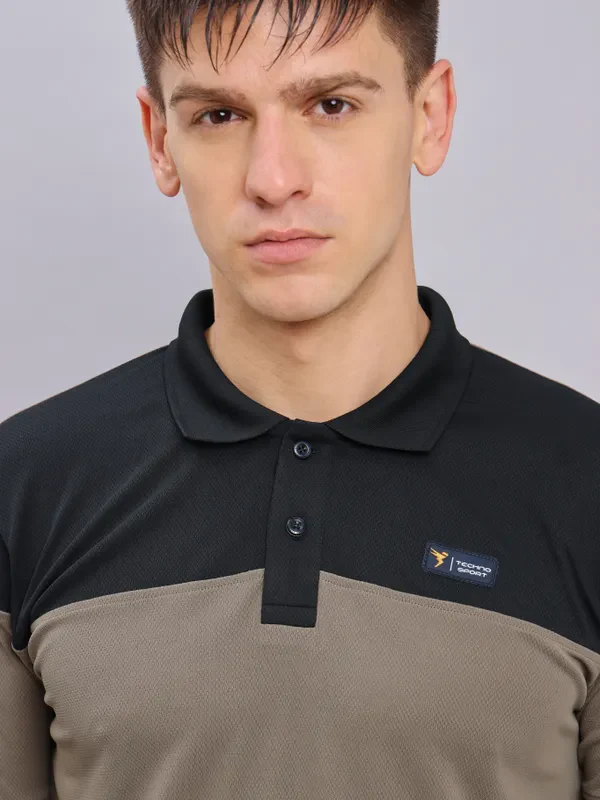 Men Colorblock Slim Fit Polo T-shirt with TECHNO DRY - Image 6