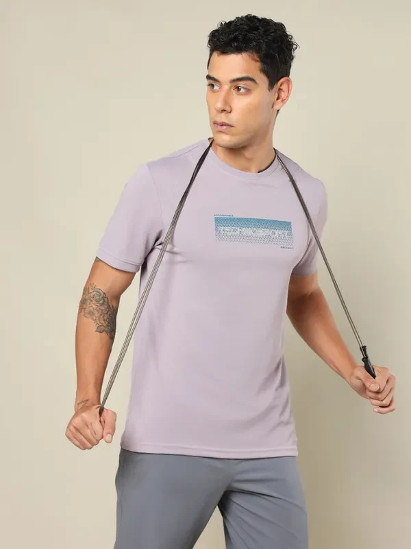 Men Printed Regular Fit Crew Neck T-shirt with TECHNO COOL+