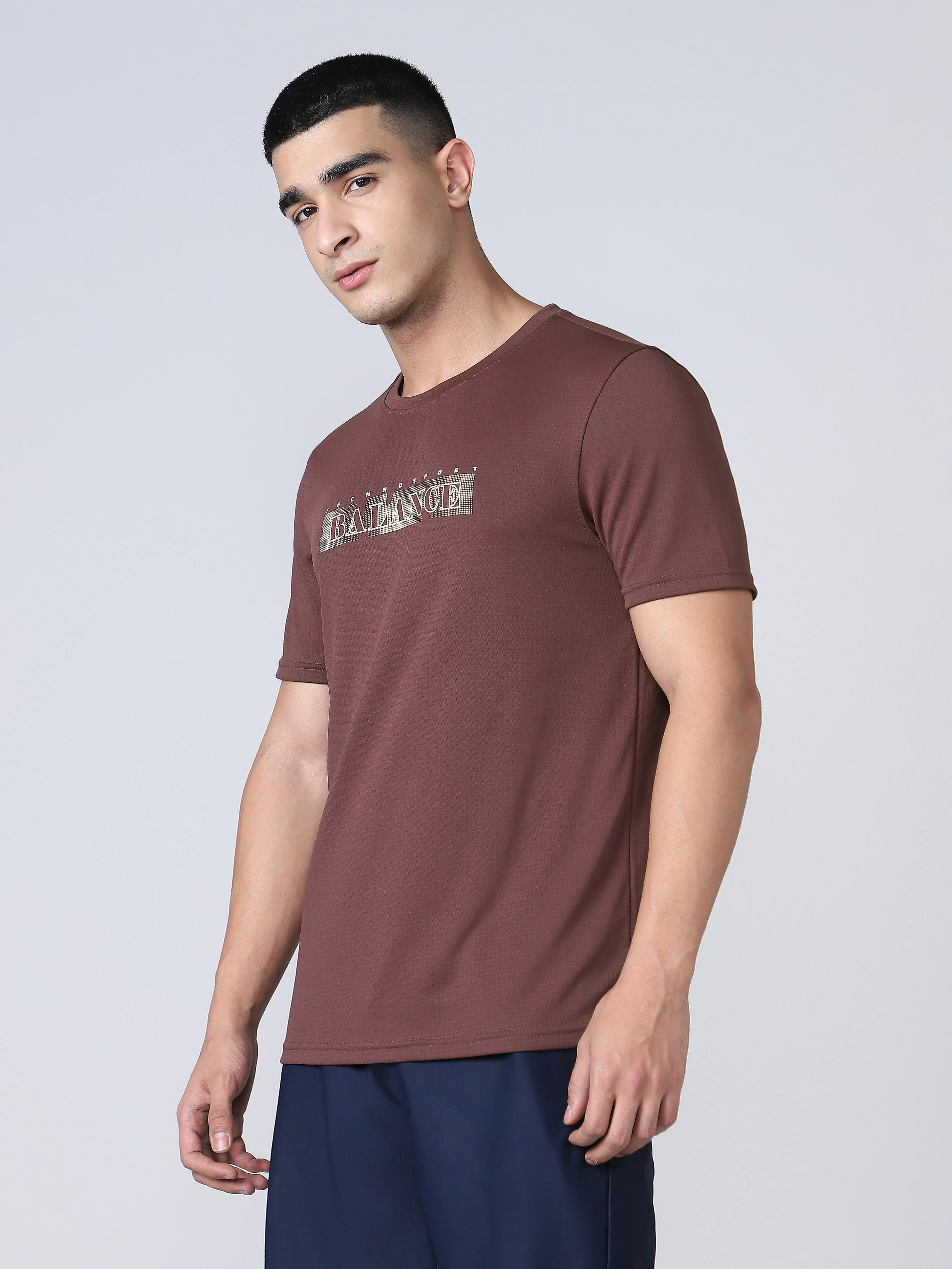 Men Printed Regular Fit Crew Neck T-shirt with TECHNO COOL+ - Image 3