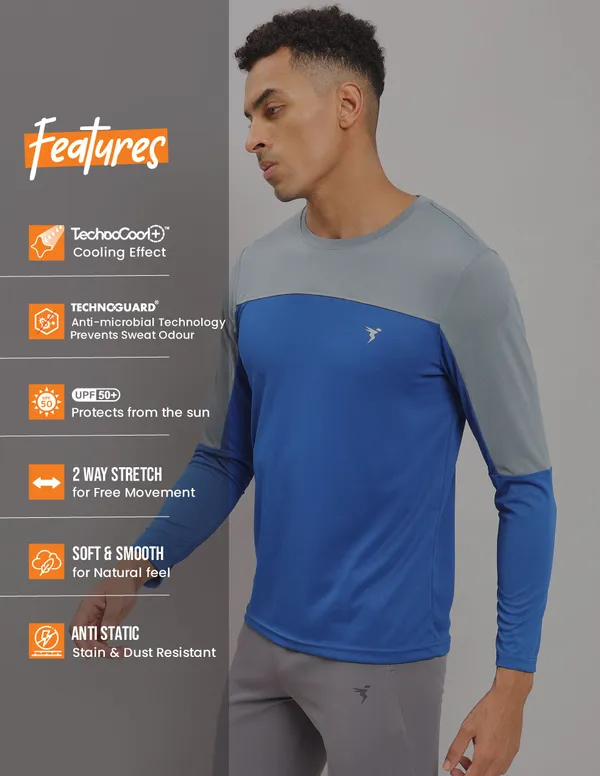 Men Colorblock Slim Fit Crew Neck T-shirt with TECHNO COOL+ - Image 2