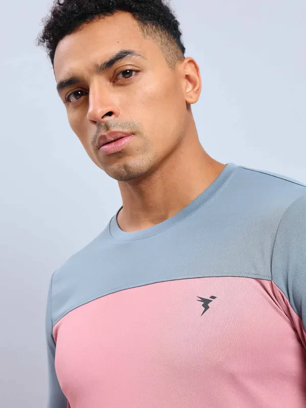 Men Colorblock Slim Fit Crew Neck T-shirt with TECHNO COOL+ - Image 5