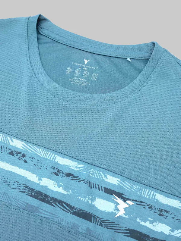 Men Printed Slim Fit Crew Neck T-shirt with TECHNO COOL+ - Image 7