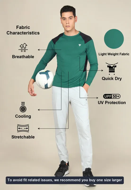 Men Colorblock Slim Fit Crew Neck T-shirt with TECHNO COOL+ - Image 4