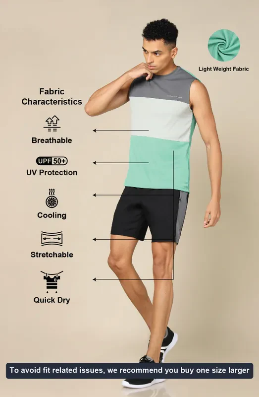 Men Colorblock Slim Fit Crew Neck Innerwear Vest with TECHNO COOL+ - Image 3
