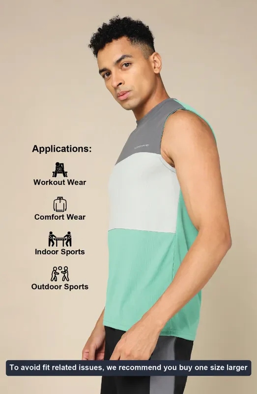 Men Colorblock Slim Fit Crew Neck Innerwear Vest with TECHNO COOL+ - Image 4