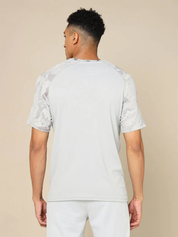 Men Self Design Slim Fit Crew Neck T-shirt with DOUBLE COOL - Image 2