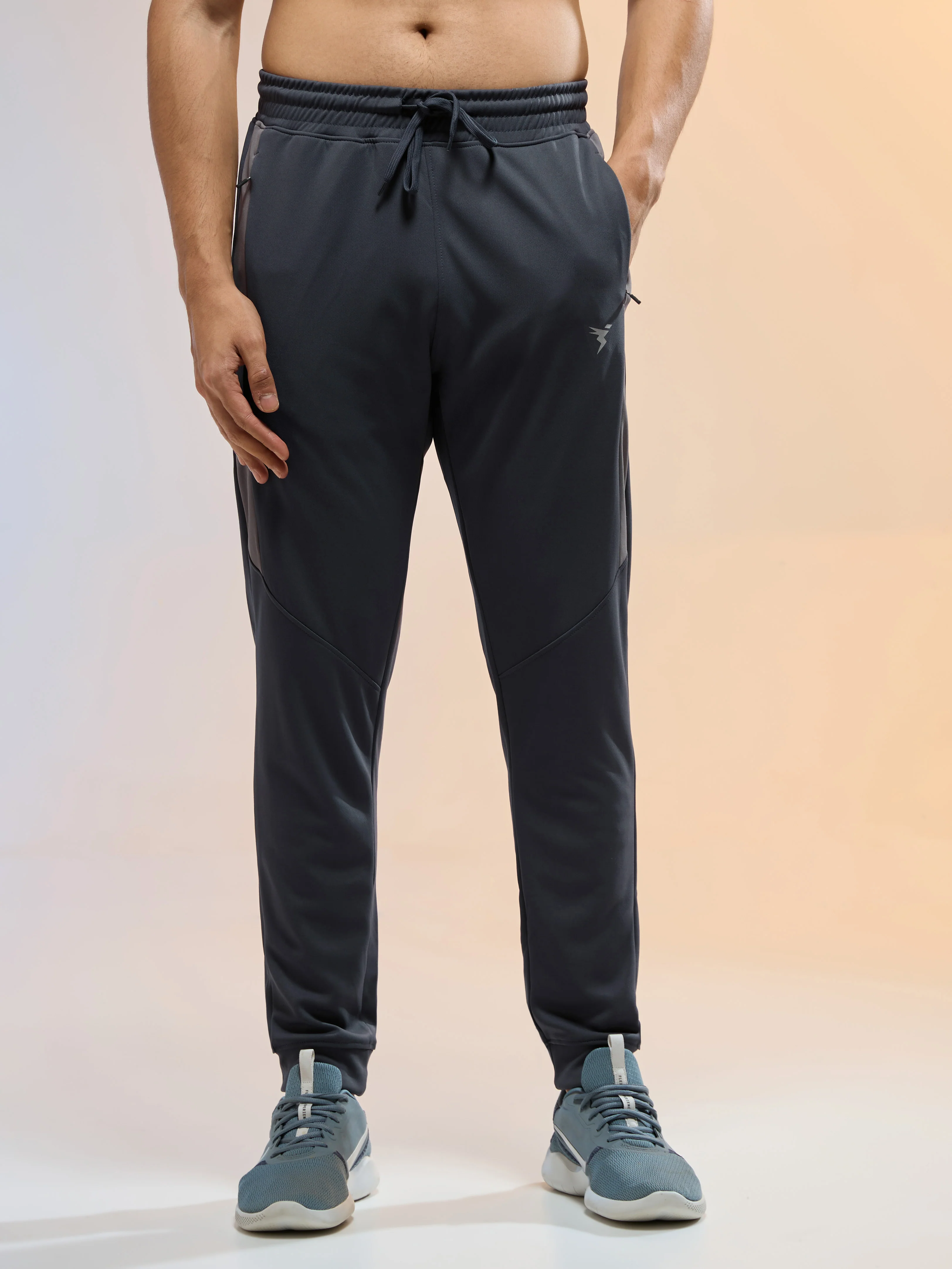 Men Melange Slim Fit Trackpants with TECHNO DRY - Image 2